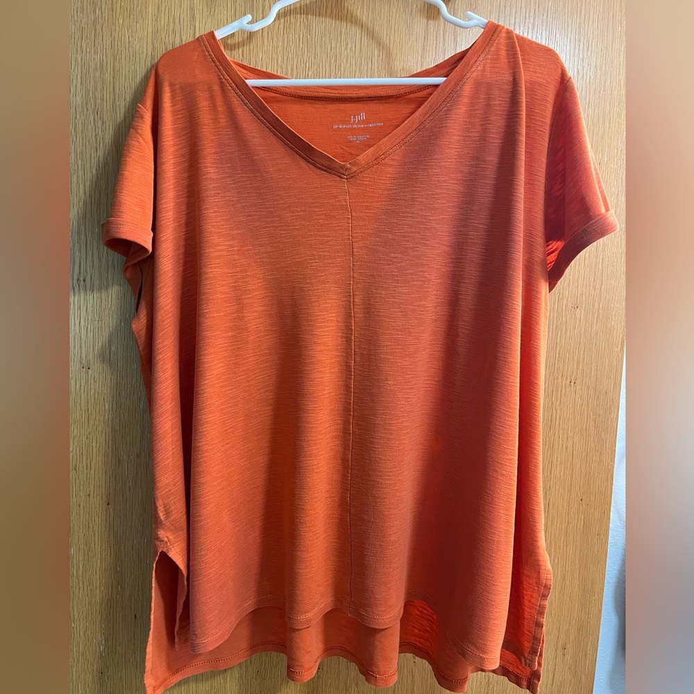 J. Jill Women's Bright Orange Short Sleeve Top